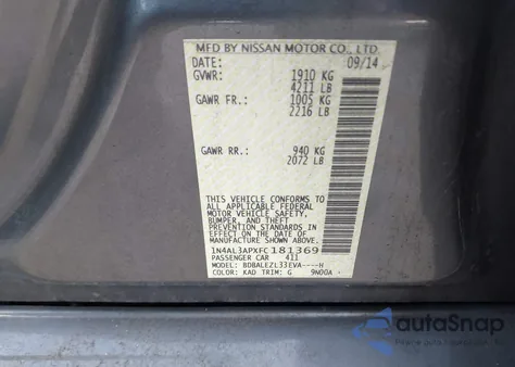 2015 Nissan Altima 2.5 S z USA, uszkodzony, nr VIN 1N4AL3APXFC181369